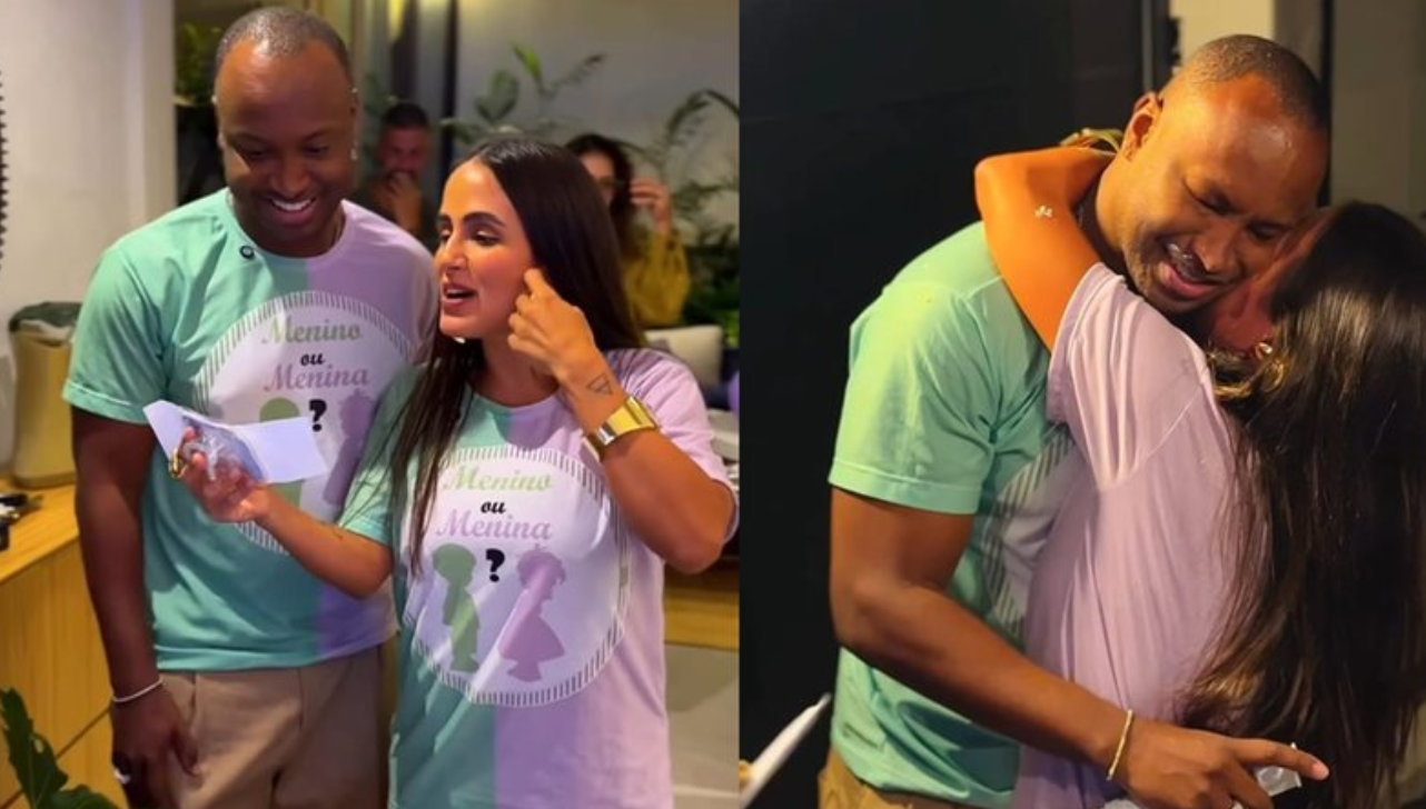 Thiaguinho e Carol Peixinho fazem chá revelação e anunciam sexo do primeiro filho