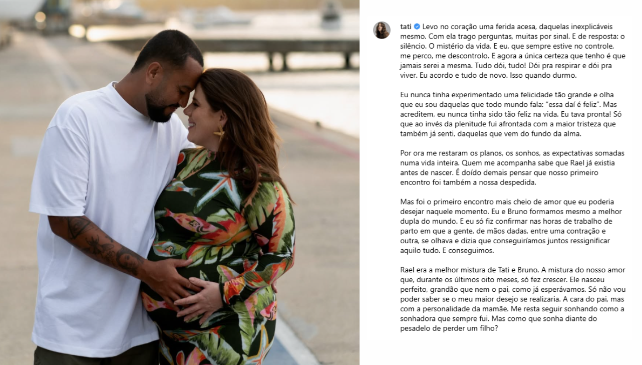 Tati Machado fala pela primeira vez sobre perda gestacional em publicação nas redes sociais