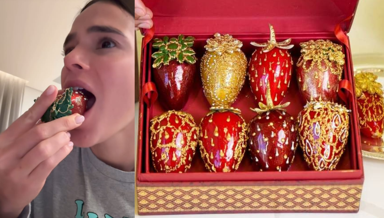 Bruna Marquezine ganha caixa de Morango do Amor de luxo de presente
